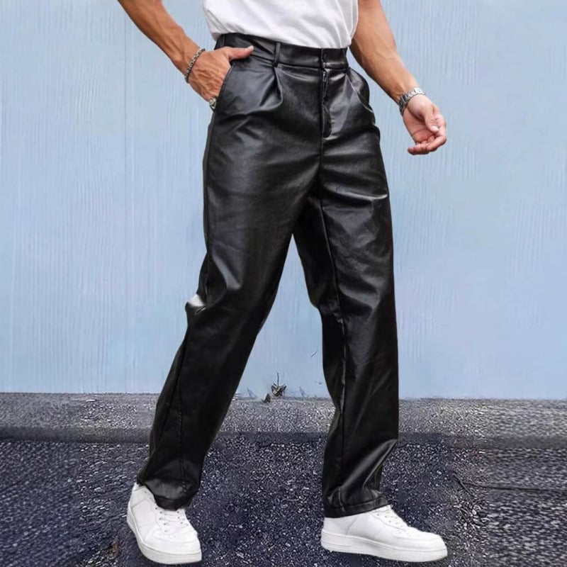 PU kožne hlače - labav kroj, otporne na vjetar, srednja struka, četiri godišnja doba, retro stil