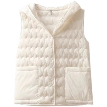 Női kapucnis pehely mellény poliészterből, karcsúsított szabás, hossz 50–65 cm