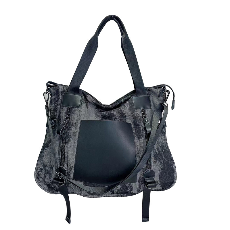 Denim Tote torba Rabbit Wolf leather – ženska torba sa zatvaračem i podstavom od poliester-pamuk