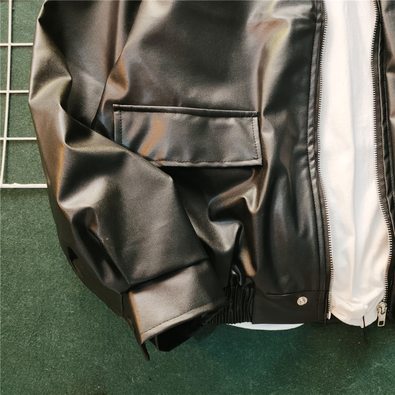 Muška jakna od prave ovčje kože, ultra kratka duljina, prednji zatvarač, slobodan kroj, vunena podstava