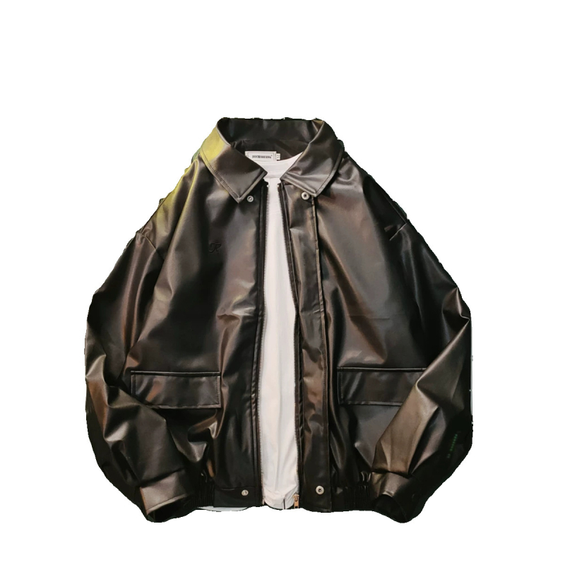 Muška jakna od prave ovčje kože, ultra kratka duljina, prednji zatvarač, slobodan kroj, vunena podstava