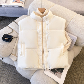 Vestă din bumbac pentru femei, guler înalt, umplutură groasă, Winter 2025, Stil elegant pentru naveta zilnică