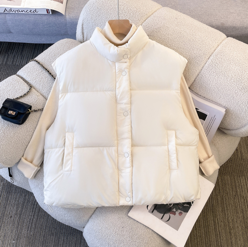 Vestă din bumbac pentru femei, guler înalt, umplutură groasă, Winter 2025, Stil elegant pentru naveta zilnică