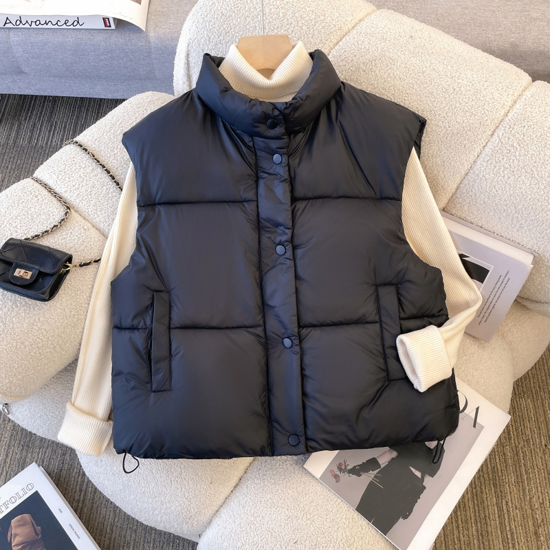 Vestă din bumbac pentru femei, guler înalt, umplutură groasă, Winter 2025, Stil elegant pentru naveta zilnică