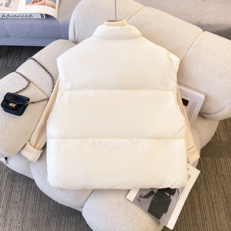 Vestă din bumbac pentru femei, guler înalt, umplutură groasă, Winter 2025, Stil elegant pentru naveta zilnică
