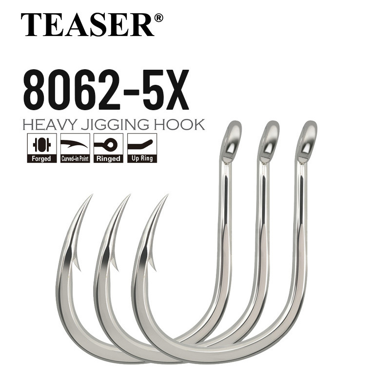 Vaslemez horog, nehéz terhelésű, szúrós, korrózióálló, tengeri horgászat hajóval – tonhal