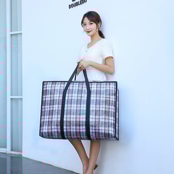 Szőtt csomagoló táska költöztetéshez és tároláshoz — nejlon, 56–75L, vízálló, lélegző, kopásálló, kockás minta