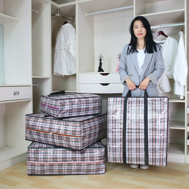 Szőtt csomagoló táska költöztetéshez és tároláshoz — nejlon, 56–75L, vízálló, lélegző, kopásálló, kockás minta