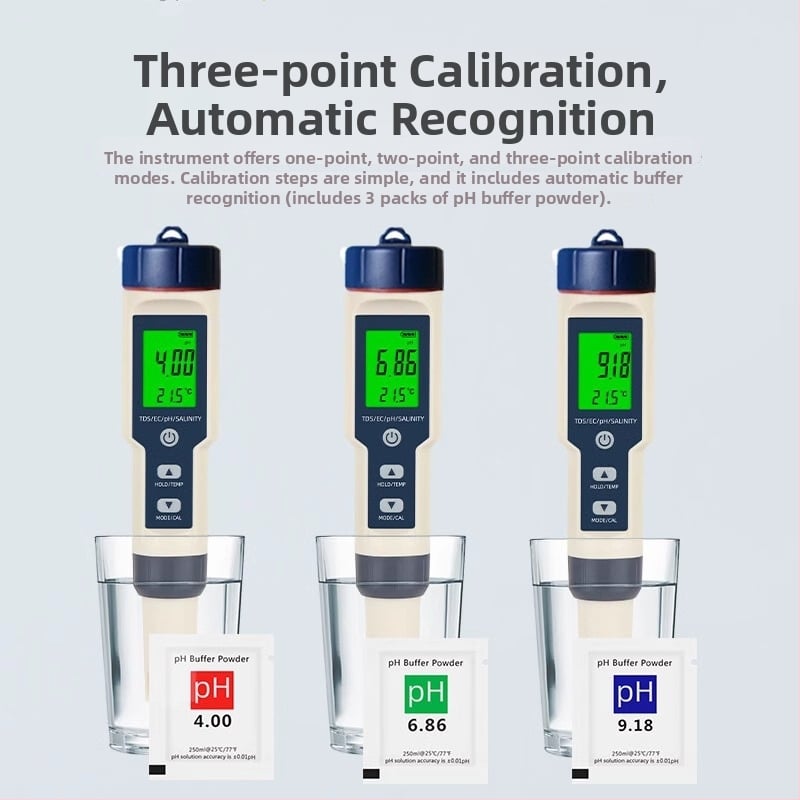 Hordozható vízminőség-analizátor EZ-9909 pH, sótartalom és TDS mérésével; pH-tartomány 0-14, TDS 0-9999 ppm; pontosság 0.01, felbontás 0.01