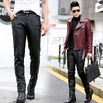 PU bőrnadrág motorkerékpárhoz, karcsú fazon, középmagas derekú, tavasz 2025