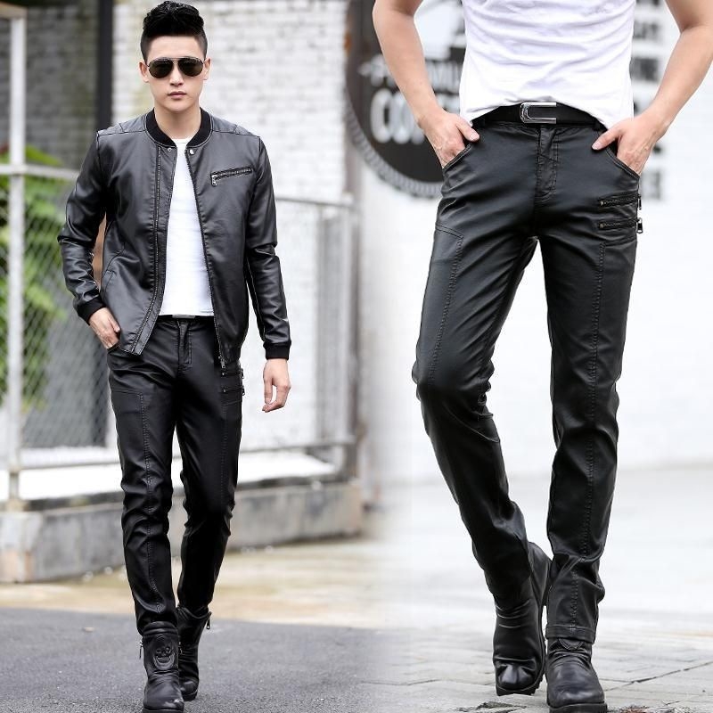 PU bőrnadrág motorkerékpárhoz, karcsú fazon, középmagas derekú, tavasz 2025