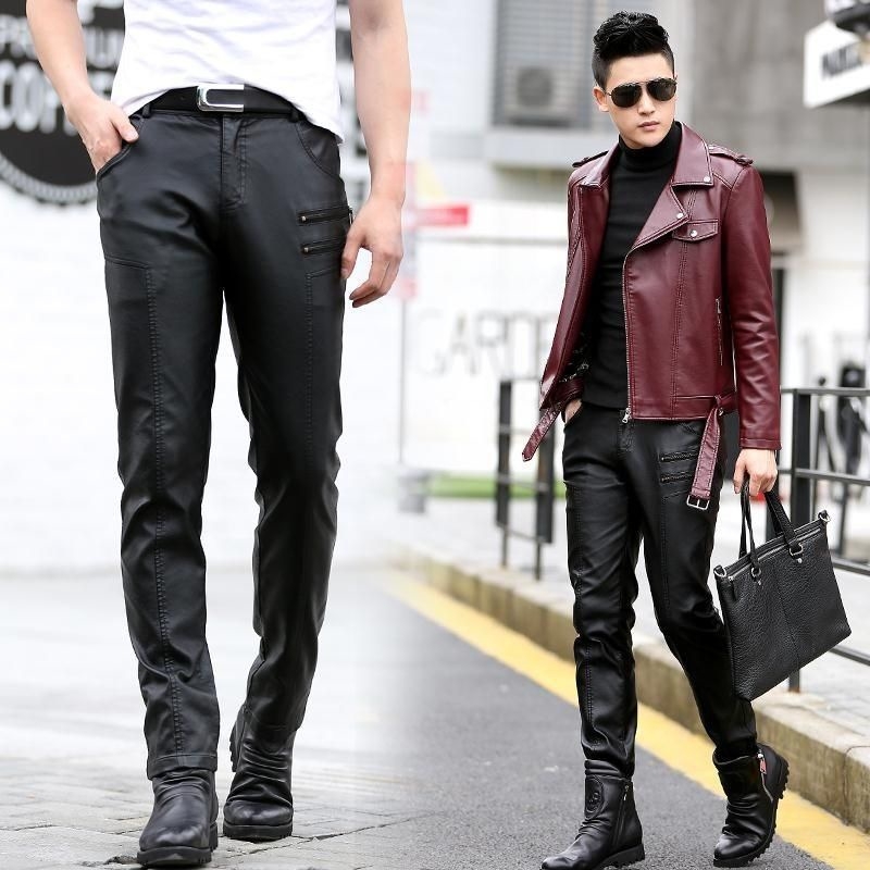 PU bőrnadrág motorkerékpárhoz, karcsú fazon, középmagas derekú, tavasz 2025