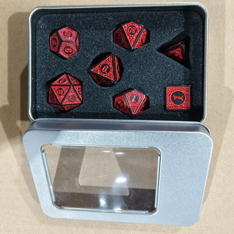 Akrilne kocke set s 4/6/8/10/12/20 stranama, fillet stil, pakiranje u metalnoj kutiji, 100 setova po kutiji