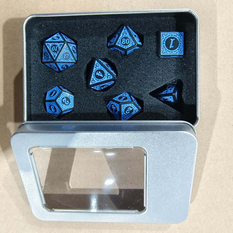 Akrilne kocke set s 4/6/8/10/12/20 stranama, fillet stil, pakiranje u metalnoj kutiji, 100 setova po kutiji