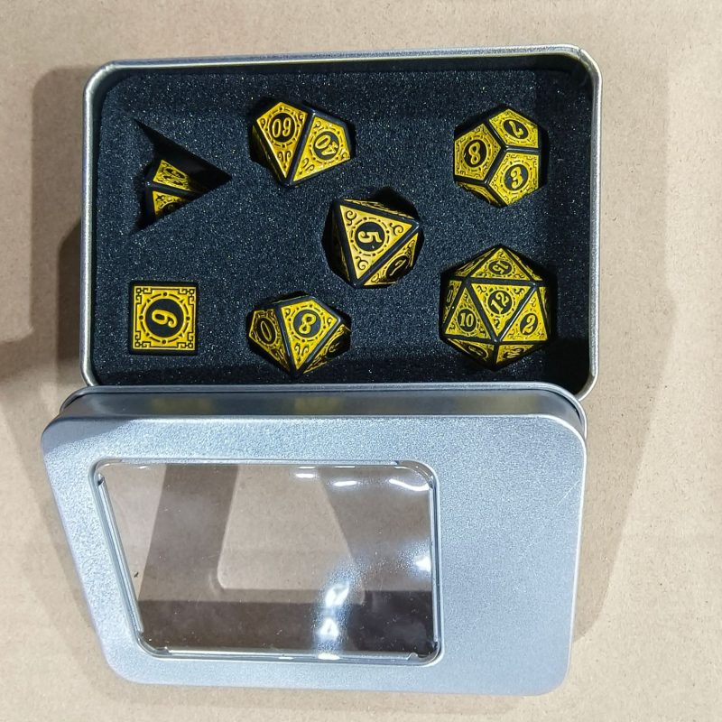 Akrilne kocke set s 4/6/8/10/12/20 stranama, fillet stil, pakiranje u metalnoj kutiji, 100 setova po kutiji