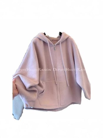 Kardigán kapucnival kötött pulóverrel, cipzárral, hosszú ujjú, közepes vastagságú, pamut 30–50% keverék, 2025 tavasz