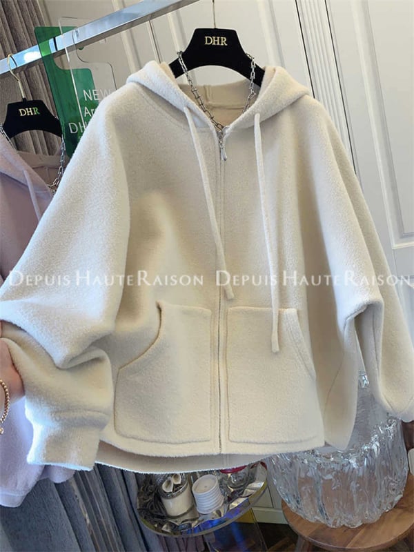 Kardigán kapucnival kötött pulóverrel, cipzárral, hosszú ujjú, közepes vastagságú, pamut 30–50% keverék, 2025 tavasz