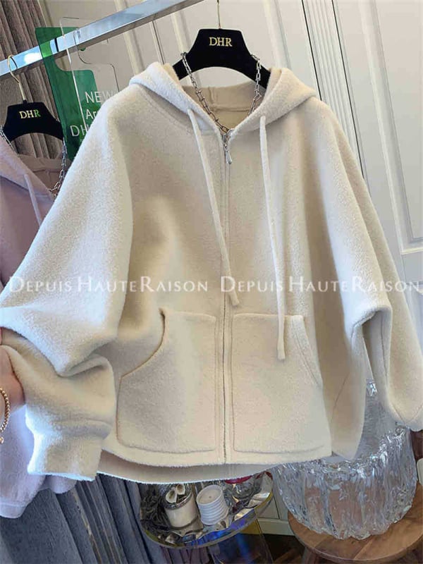 Kardigán kapucnival kötött pulóverrel, cipzárral, hosszú ujjú, közepes vastagságú, pamut 30–50% keverék, 2025 tavasz