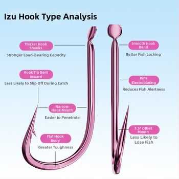 Alvonalas kettős horog görbült szájjal, Ise-Ni stílusban, vad tavon harapós halakhoz, 1-10 darab