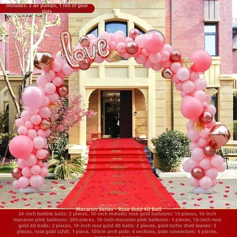 Esküvői lufi ív dísz (levegővel felfújt lufik; állatfigurás forma; anyag: Oxford anyag; nyomtatott logó)