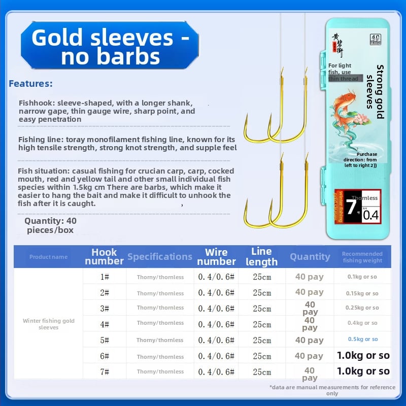 40 darabos készlet vékony előkéshez – kettős horog, arany hüvelyek, horogok barbes és barbless változatban, kárászhoz patakban