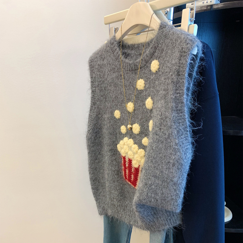 Női ujjatlan mellény kapucnival, kerek nyakú, laza szabású, kötött acril- és poliészter anyag