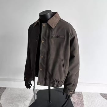 Bőrdzseki vintázs amerikai retró stílussal, valódi báránybőr, cipzár, lazább szabás