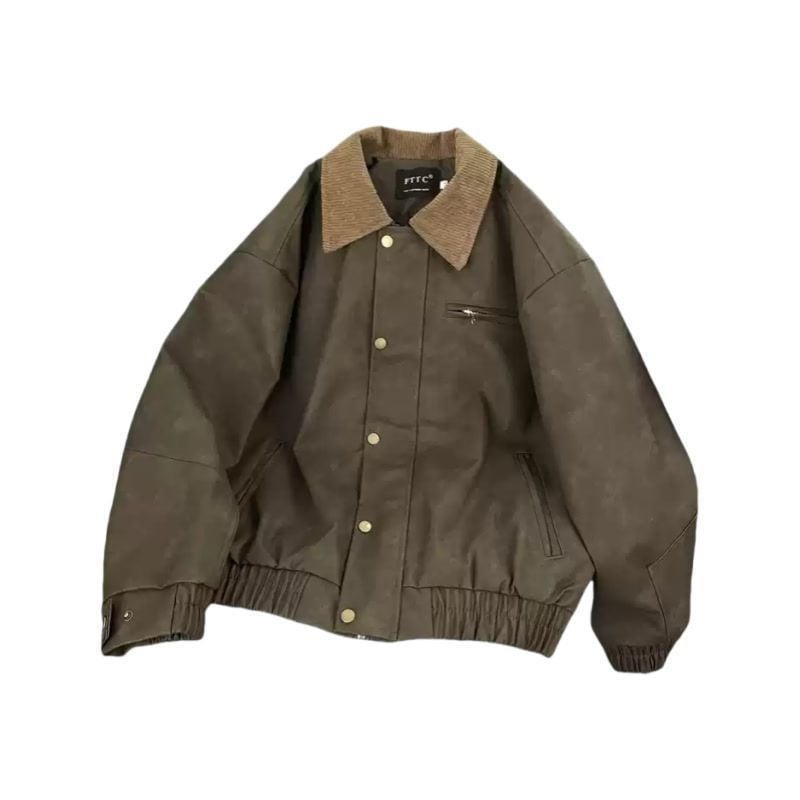 Bőrdzseki vintázs amerikai retró stílussal, valódi báránybőr, cipzár, lazább szabás