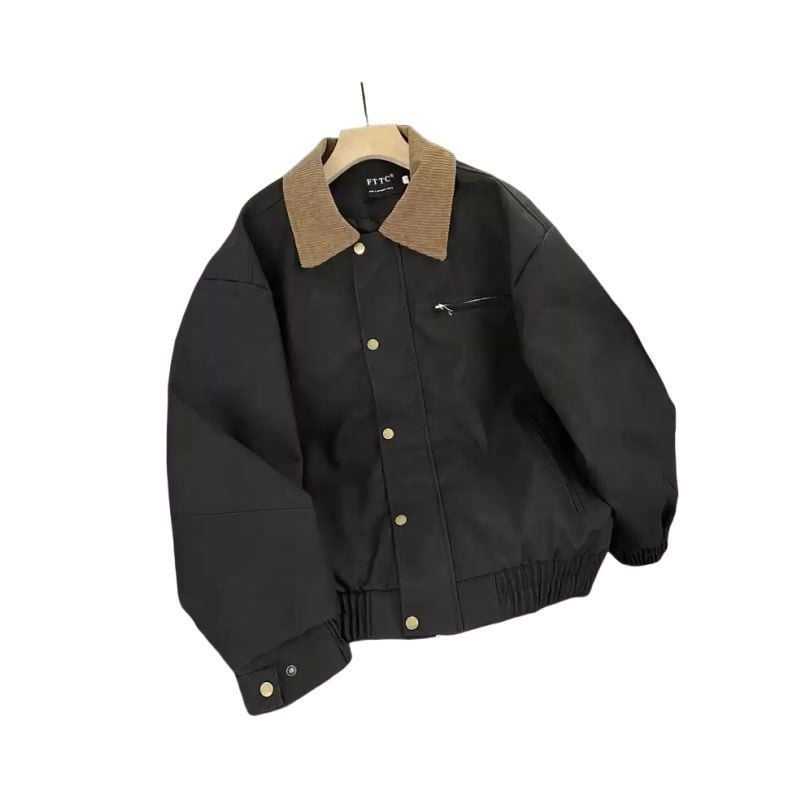 Bőrdzseki vintázs amerikai retró stílussal, valódi báránybőr, cipzár, lazább szabás