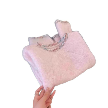 Džemper s kapuljom od mohera i poliestera, slobodan kroj, dugi rukavi, okrugli izrez