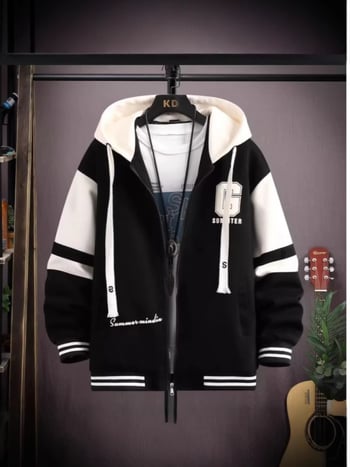 Férfi dzseki, lazán szabott, reveres gallér, egyrészes gombolás, rácsmintás, poliészter anyag