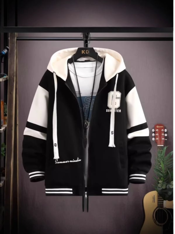 Férfi dzseki, lazán szabott, reveres gallér, egyrészes gombolás, rácsmintás, poliészter anyag