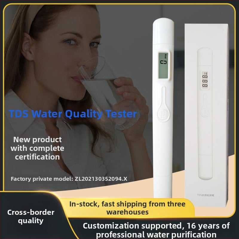 TDS-M6 hordozható vízminőség-analizátor, 0–9990 PPM tartomány, pontosság ±2%, felbontás 1 PPM