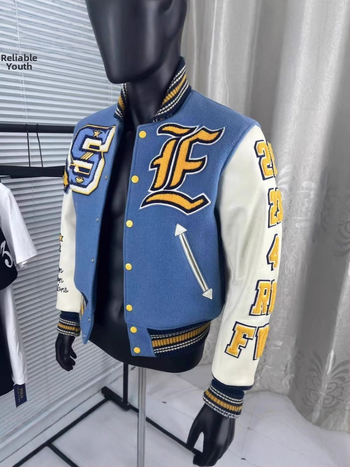 Žuto orao izšiveno baseball sako, pamuk-elastan mješavina, unisex, kratka dužina, retro američki streetwear