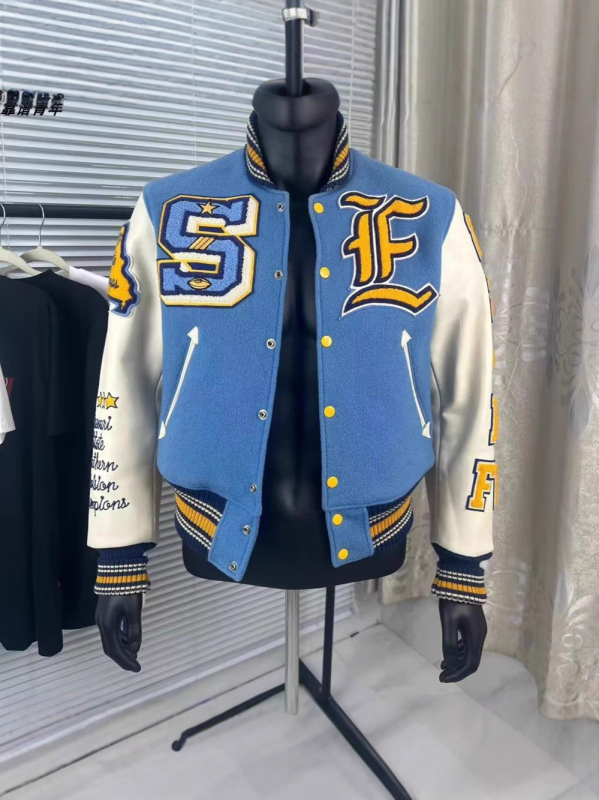 Žuto orao izšiveno baseball sako, pamuk-elastan mješavina, unisex, kratka dužina, retro američki streetwear