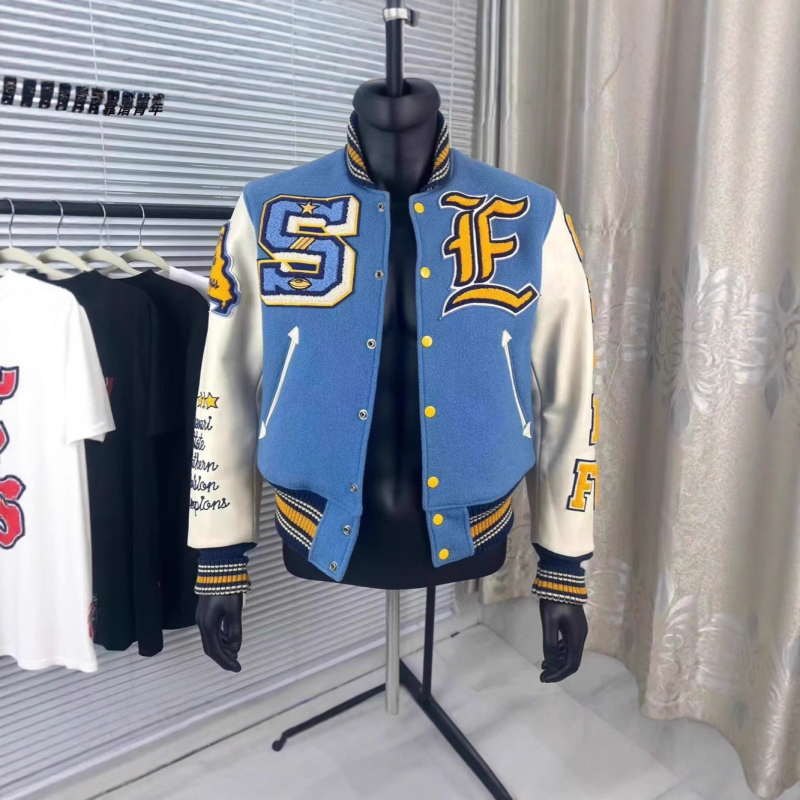 Žuto orao izšiveno baseball sako, pamuk-elastan mješavina, unisex, kratka dužina, retro američki streetwear