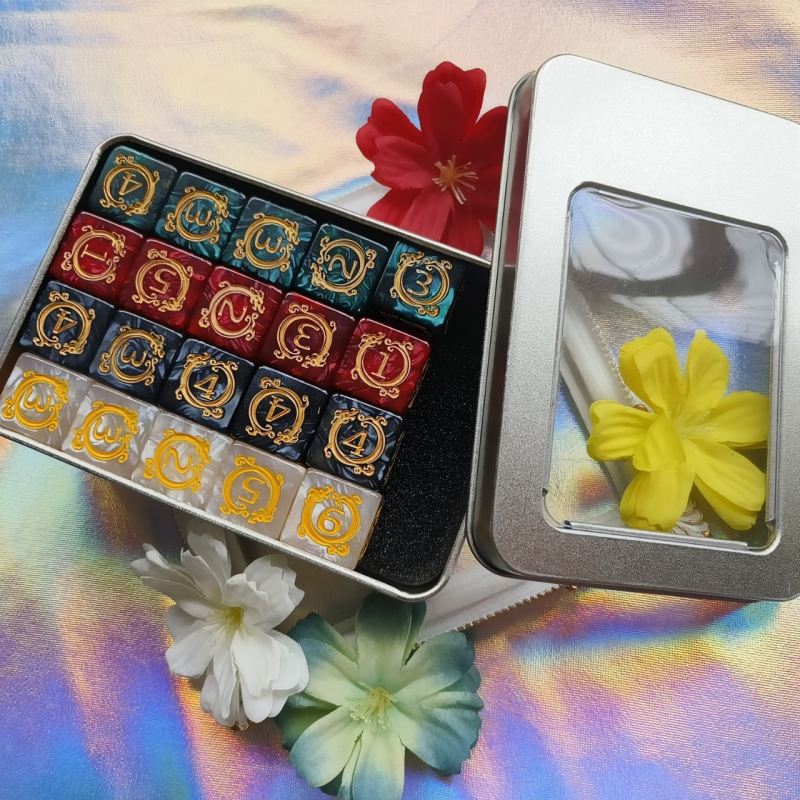 DND kocke – akrilne kocke s dragonim uzorkom, 6-strani dizajn, pravokutni dizajn, mogućnost prilagodbe, kutija 600 komada