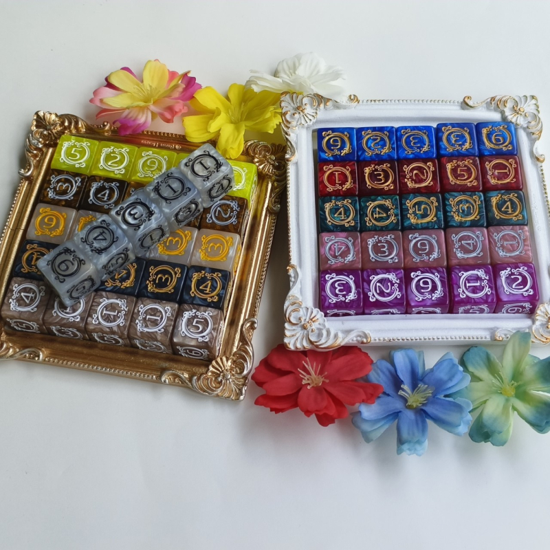 DND kocke – akrilne kocke s dragonim uzorkom, 6-strani dizajn, pravokutni dizajn, mogućnost prilagodbe, kutija 600 komada