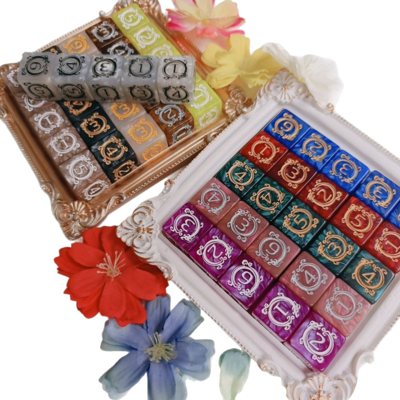 DND kocke – akrilne kocke s dragonim uzorkom, 6-strani dizajn, pravokutni dizajn, mogućnost prilagodbe, kutija 600 komada