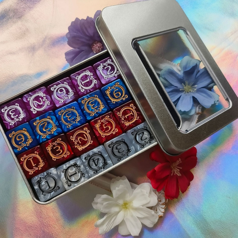 DND kocke – akrilne kocke s dragonim uzorkom, 6-strani dizajn, pravokutni dizajn, mogućnost prilagodbe, kutija 600 komada