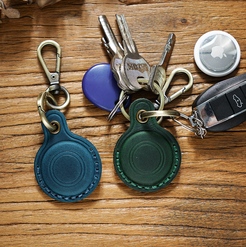 AirTag bőrtok - kézzel készített, első réteg marhabőrből, kompatibilis az Apple AirTag-kal