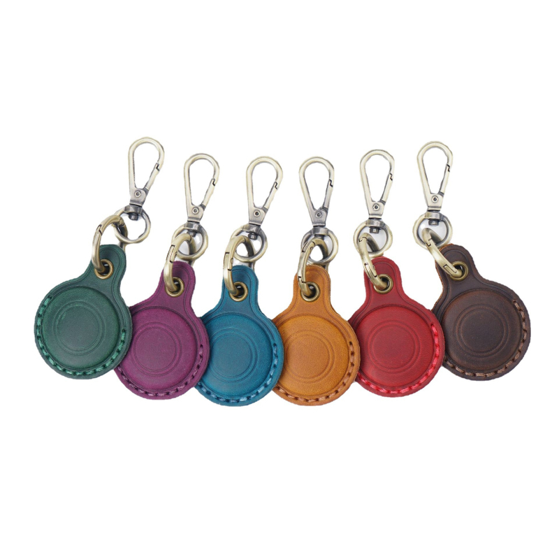 AirTag bőrtok - kézzel készített, első réteg marhabőrből, kompatibilis az Apple AirTag-kal