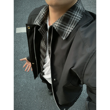 Vjetrovita jakna u korejskom stilu s ovratnikom, prednjim zatvaračem i slobodnim krojem