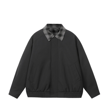 Vjetrovita jakna u korejskom stilu s ovratnikom, prednjim zatvaračem i slobodnim krojem