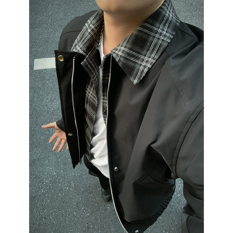 Vjetrovita jakna u korejskom stilu s ovratnikom, prednjim zatvaračem i slobodnim krojem