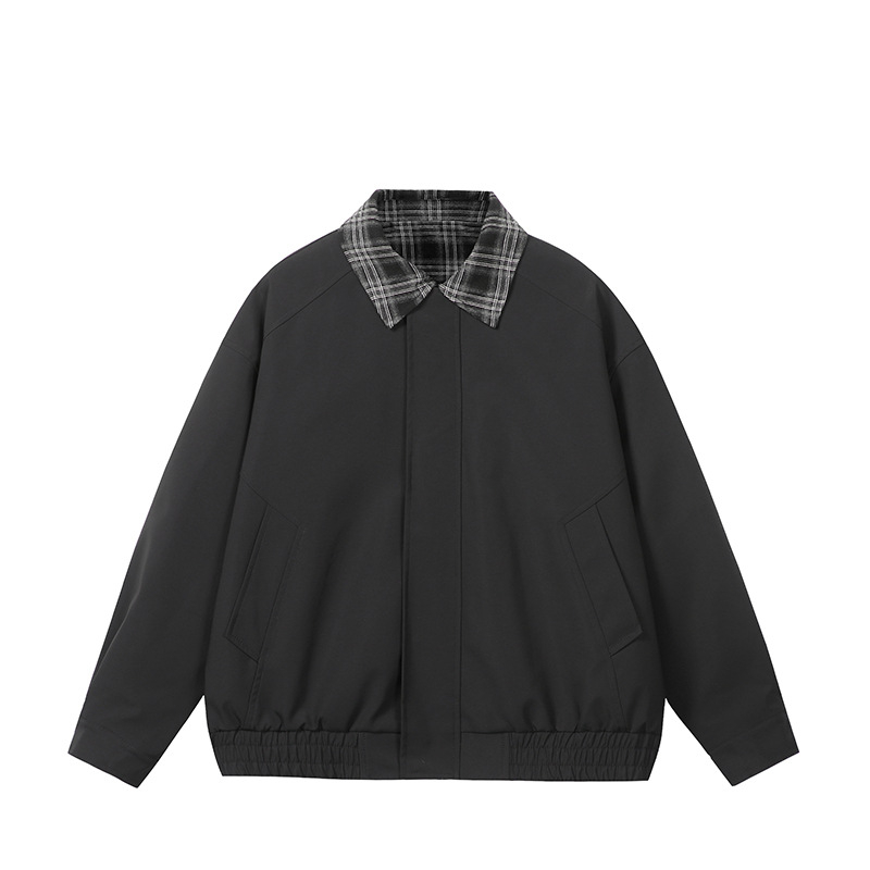 Vjetrovita jakna u korejskom stilu s ovratnikom, prednjim zatvaračem i slobodnim krojem