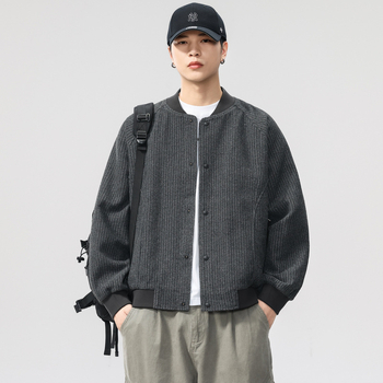 Vintage inspirirana teška baseball jakna za jesen, oversize, muška svakodnevna jakna