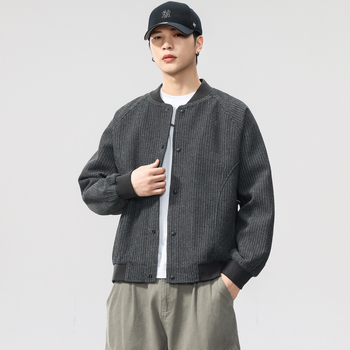 Vintage inspirirana teška baseball jakna za jesen, oversize, muška svakodnevna jakna