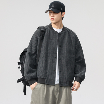Vintage inspirirana teška baseball jakna za jesen, oversize, muška svakodnevna jakna