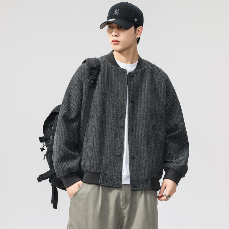Vintage inspirirana teška baseball jakna za jesen, oversize, muška svakodnevna jakna